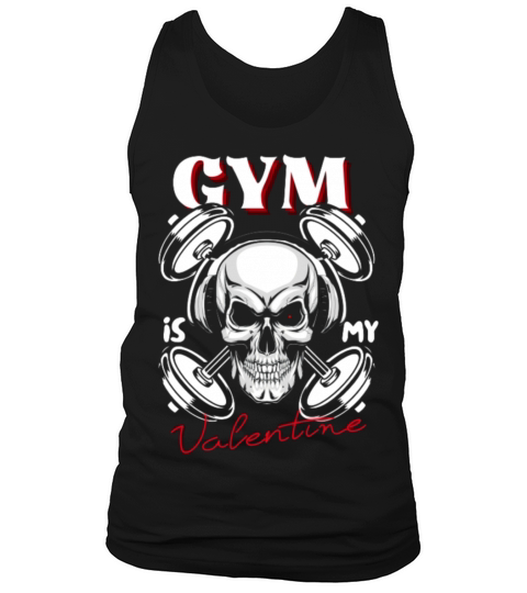 Gym Is My Valentine Skull With Headphones Tank Top Unisex