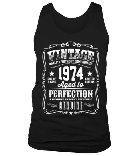 Vintage 1974 Aged to Perfection White Print Tank Top Unisex