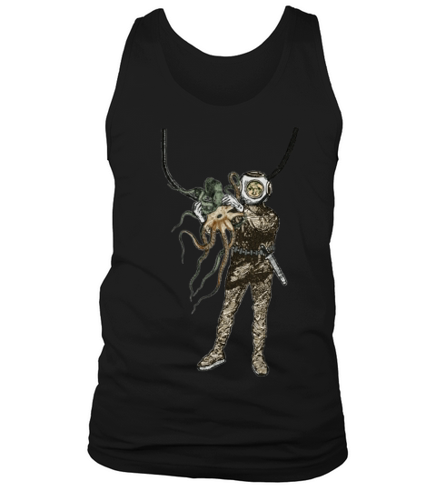 Vintage Helmet Diver Holding an Octopus Underwater Tank Top Unisex