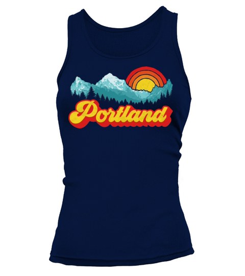 Groovy Portland Oregon Vintage Mountain Sun Retro Tank top Woman
