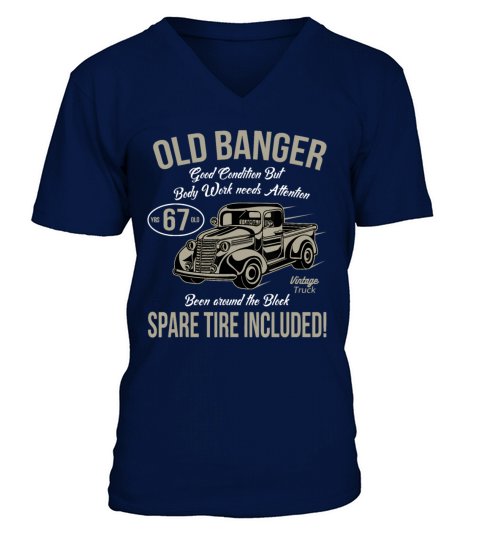 67th Birthday Vintage Old Banger 67 Years Old Men V-Neck T-shirt