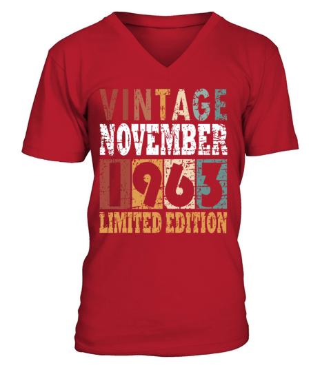 Birth Month november 1963 Vintage V-Neck T-shirt
