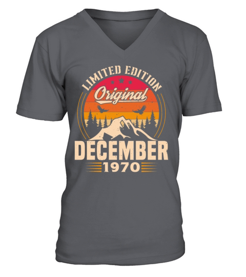 Birthday Gift December 1970 Vintage Retro V-Neck T-shirt