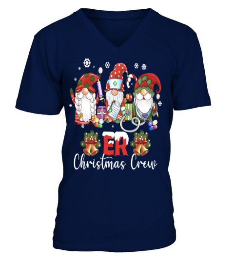 ER Nurse Christmas Crew Nurse Squad Gnomes V-Neck T-shirt