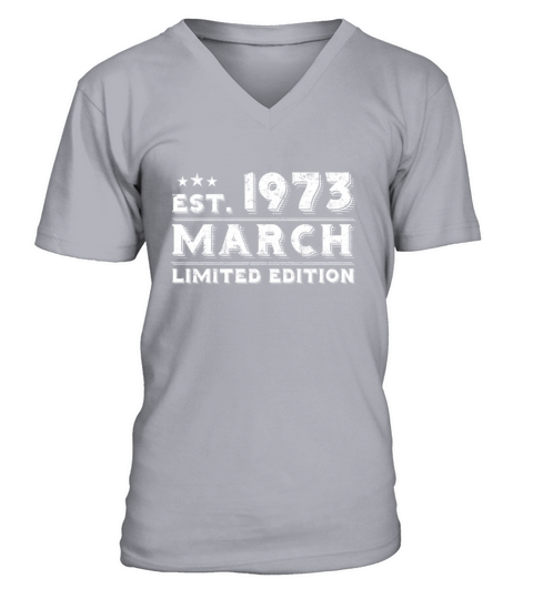 Est March 1973 - Birthday Present - Vintage V-Neck T-shirt