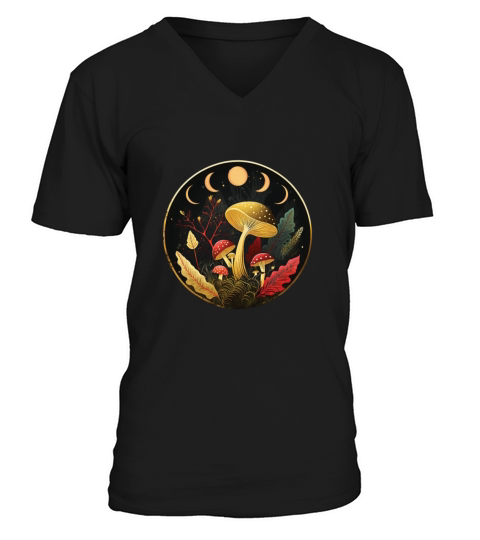 Goblincore Aesthetic Cottagecore Mushroom Dark V-Neck T-shirt