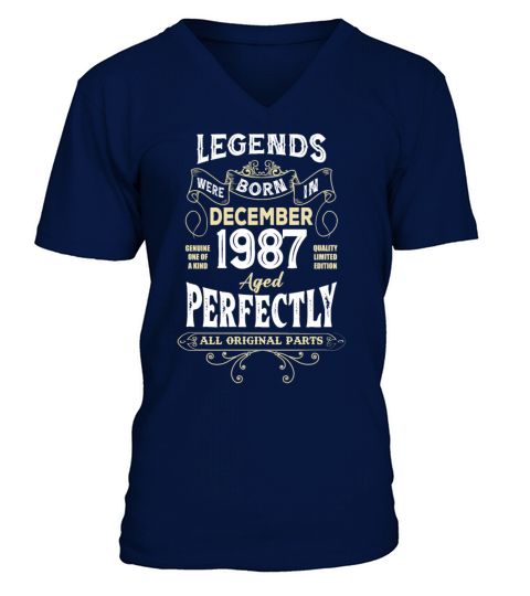 Legends Were Born In December 1987 Birthday V-Neck T-shirt