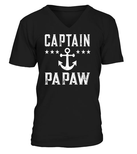 Mens Vintage Captain Papaw Family Cruise Lake Boat V-Neck T-shirt