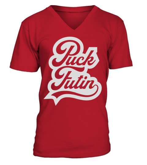 puck futin logo design V-Neck T-shirt