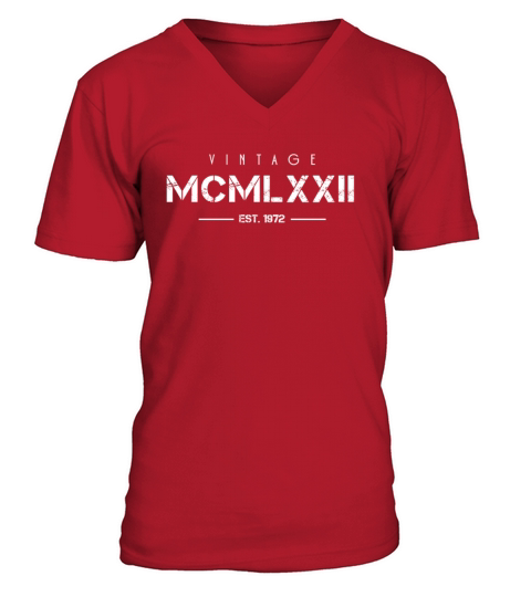 Vintage Born In 1972 Roman Numerals 50th V-Neck T-shirt