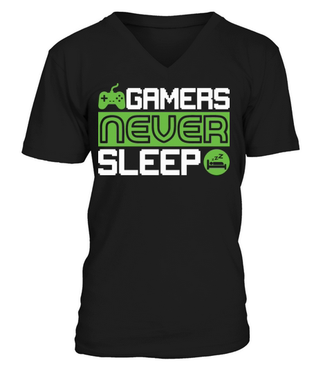 Vintage Gamers Funny Games Never Sleep V-Neck T-shirt
