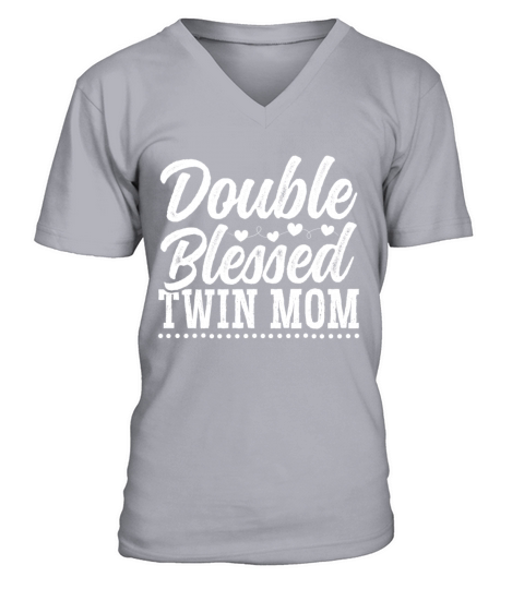 Womens Twin Mama Twin Mom to Be Pregnancy V-Neck T-shirt