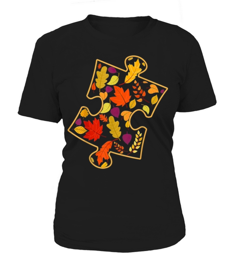Autism Awareness Fall Leaf Autumn Thanksgiving Women's T-Shirt