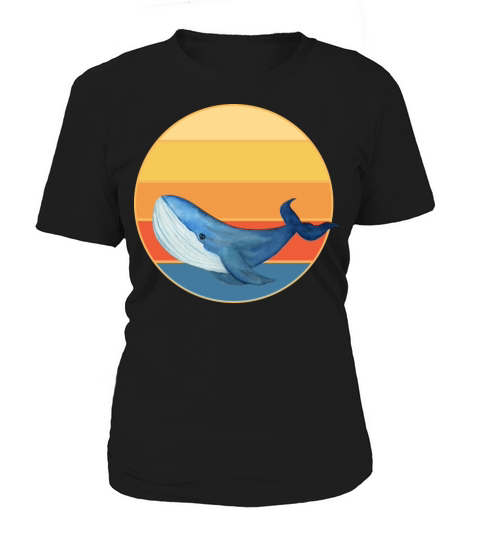 Cute Kawaii Whale Retro Sunset Vintage Ocean Women's T-Shirt