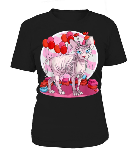 Sphynx Cat Heart Valentine Day Decor Gift 574 Women's T-Shirt