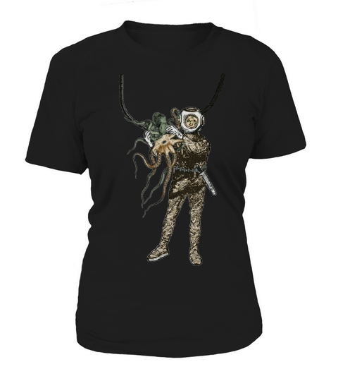 Vintage Helmet Diver Holding an Octopus Underwater Women's T-Shirt
