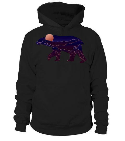 Bear With Abstract Mountain Hoodie Unisex