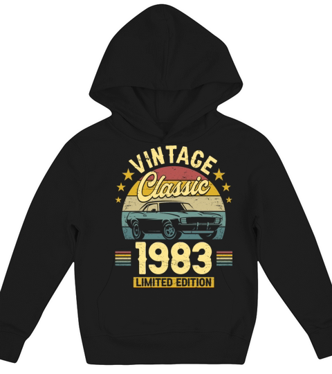 Classic 1983 40 Years Old Vintage 40th Birthday Kids Hoodie