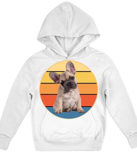 French Bulldog Dog Breed Vintage Retro Sunset Kids Hoodie