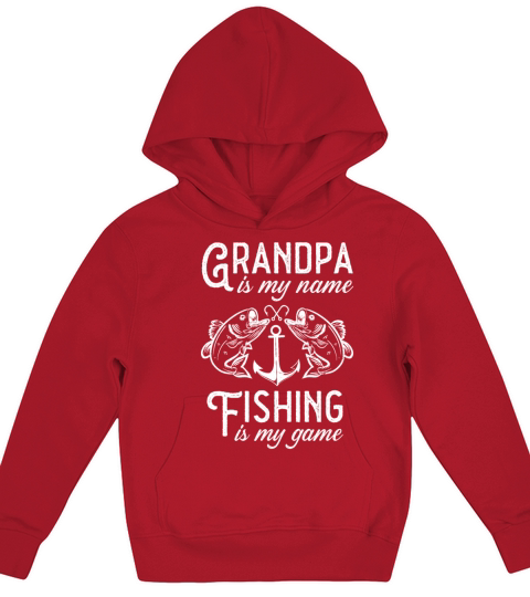 Grandpa is my name fishing is my game Vintage Fish Kids Hoodie