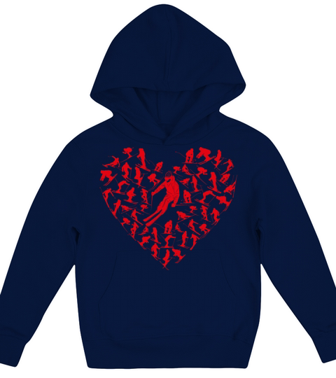 Heart Full Ski Winter Sport Lovers Valentine Gift Kids Hoodie