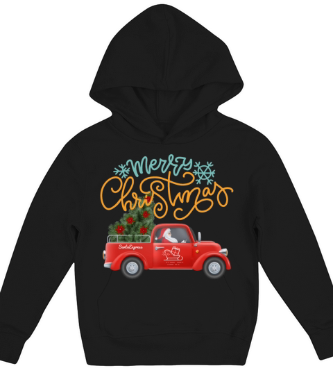 Merry Christmas with Santa Claus Driving A Truck Kids Hoodie