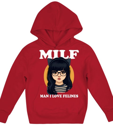 MILF Man I love Felines Funny Cat Cute Anime Girl Kids Hoodie