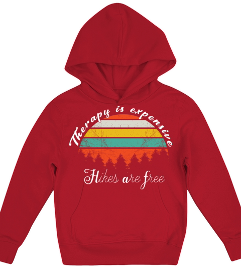 Retro Vintage Therapy is expensive Hikes are free Kids Hoodie