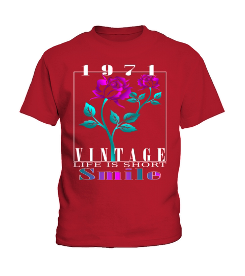 1971 Born Vintage Rose Gift Kids T-Shirt