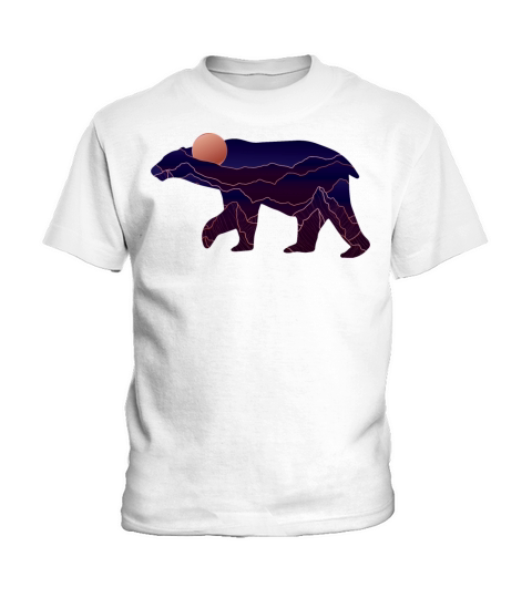 Bear With Abstract Mountain Kids T-Shirt