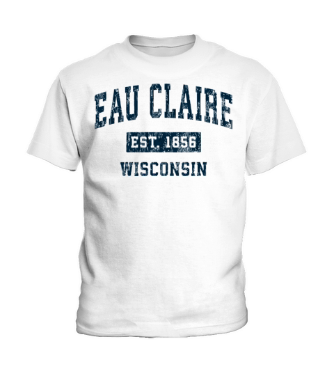 Eau Claire Wisconsin Wi Vintage Sports Design Navy Kids T-Shirt