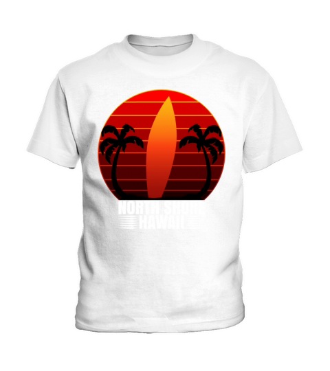 North Shore Hawaii Long Board Retro Surf Board Kids T-Shirt