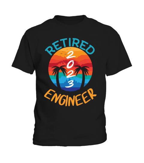 Retired 2023 Engineer Retirement Vintage Coco Palm Kids T-Shirt