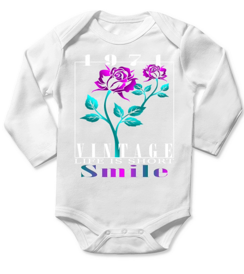 1971 Born Vintage Rose Gift Long Sleeve Baby One-Piece
