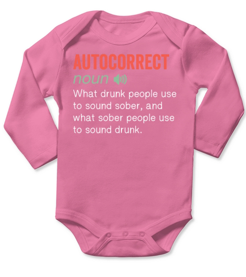 Autocorrect Noun Funny humor quote Long Sleeve Baby One-Piece