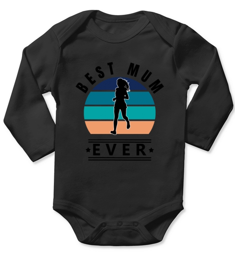 Best Mum Ever Jogging Retro Sunset Long Sleeve Baby One-Piece