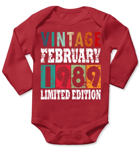 Born 1989 February 34th Birthday Gift Long Sleeve Baby One-Piece