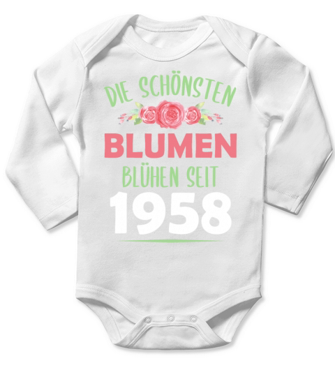 Born In 1958 Flowers Saying Birthday Gift Long Sleeve Baby One-Piece