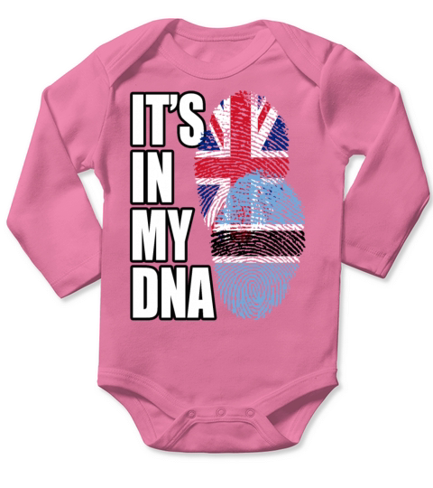 Botswana And British Mix Heritage DNA Flag Long Sleeve Baby One-Piece