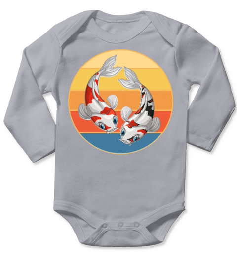 Japanese Koi Fish Vintage Retro Sunset Long Sleeve Baby One-Piece