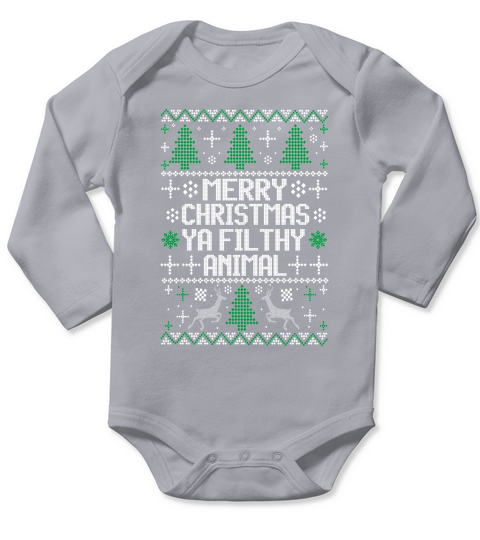 Merry Christmas Ya Filthy Animal Long Sleeve Baby One-Piece