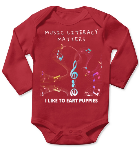 Music Literacy Matters I Like To Eat Puppies Long Sleeve Baby One-Piece