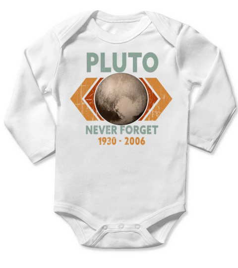Never Forget Pluto Design Retro Style Funny Space Long Sleeve Baby One-Piece