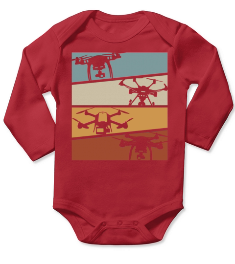 Retro Drone Mulicopter Drone Racing Quadcopter Dro Long Sleeve Baby One-Piece