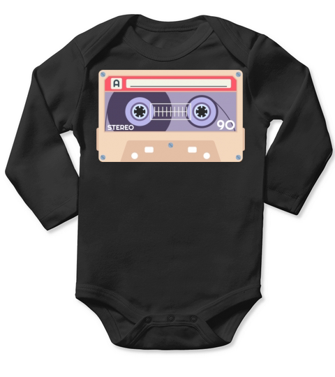 Retro Vintage Audio Cassette Tape Long Sleeve Baby One-Piece