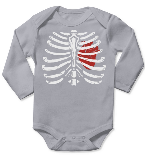 Skeleton Heart Rib Cage X-Ray Funny Halloween Long Sleeve Baby One-Piece