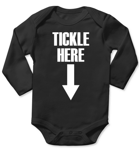 Tickle Here Arrow Down Inappropriate Humor Mensti Long Sleeve Baby One-Piece