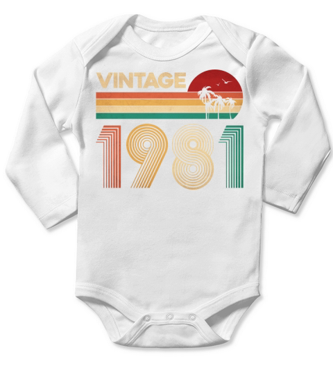 Vintage 1981 birthday gift men woman bday gifts Long Sleeve Baby One-Piece