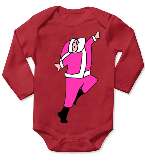 Merry Christmas Vintage Pink Santa Claus Long Sleeve Baby One-Piece