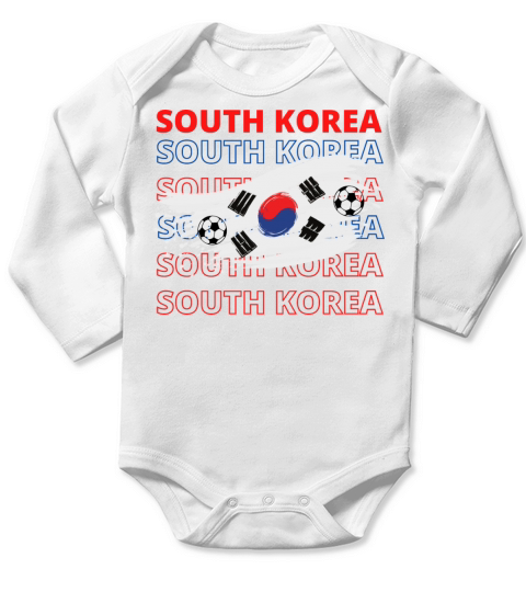 World South Korea Soccer Vintage Long Sleeve Baby One-Piece